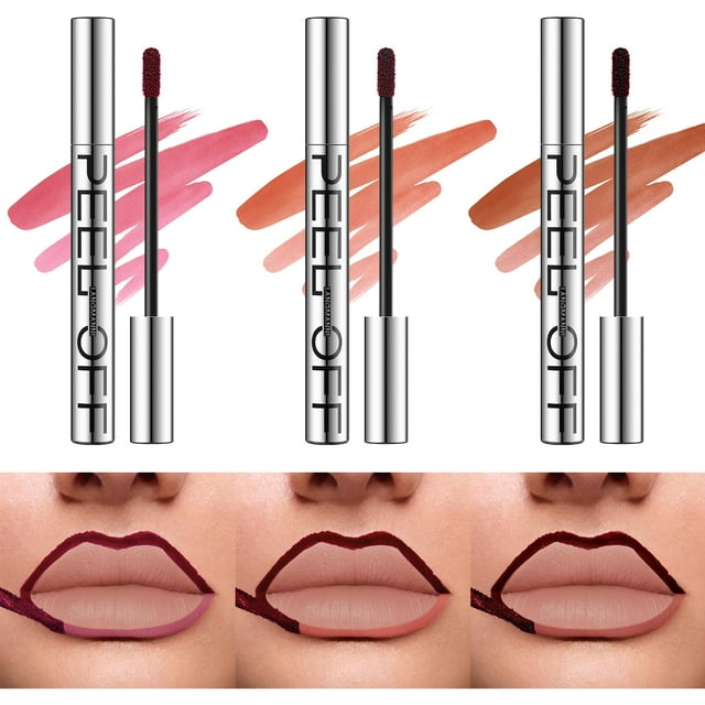 LANGMANNI Set de 3 delineadores de labios mate impermeables peel off