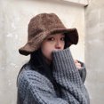 thumbnail image 3 of SPRING PARK Winter Fashion Women Solid Color Wide Brim Warm Casual Woolen Bucket Hat Cap, 3 of 5