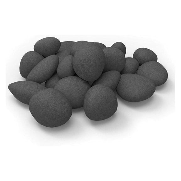 HMB 24 Pcs Black Stone-Like Ceramic Fibre Pebbles for Gas fireplaces, Stove, Gas firepit