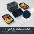 thumbnail image 6 of Bentgo Prep - 20-Piece 2-Compartment Reusable Meal Prep Containers with Lids, PFAS & BPA Free Materials, Durable, Microwave, Freezer, & Dishwasher Safe To Go Food Storage (Navy Blue), 6 of 8