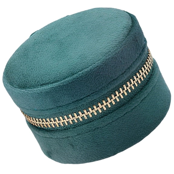 Travel Jewelry Case, Mini Round Velvet Jewelry Box with Mirror, Portable Small Organizer for Rings Earrings, Dark Green Zipper Travel Holder