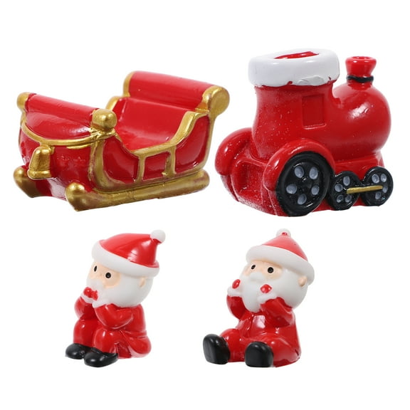 Jiyike 4pcs Resin Christmas Ornament Christmas Miniatures Figurines Christmas Party Favors Gifts