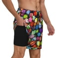thumbnail image 3 of Haiem Easter Eggs2 Mens Swim Trunks with Compression Liner 2 in 1 Swimming Shorts Stretch Swimwear Quick Dry,Board Shorts-Large, 3 of 9