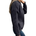 thumbnail image 3 of Women'S Zip Up Knit Cardigan Long Sleeve Stand Collar Sweater Outwear Coat with Pockets Black XL, 3 of 6