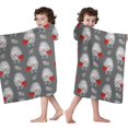 thumbnail image 4 of Cute Hedgehog with Red Bag Pattern Hooded Bath Towel，50"x30" for Ages 3 To 12 Kids, Quick Dry Lightweight Soft Microfiber Hood Beach Towel Cover Up for Kids, 4 of 7