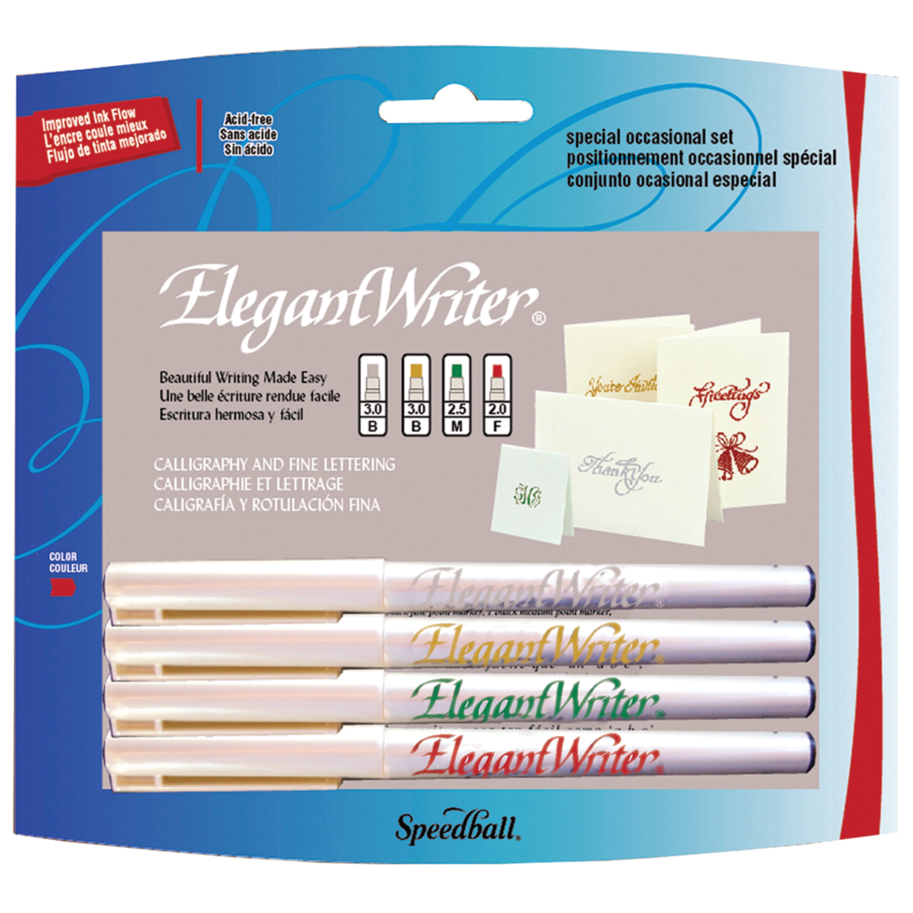 Elegant Writer Occasion Calligraphy Pen Set, 4-Colors