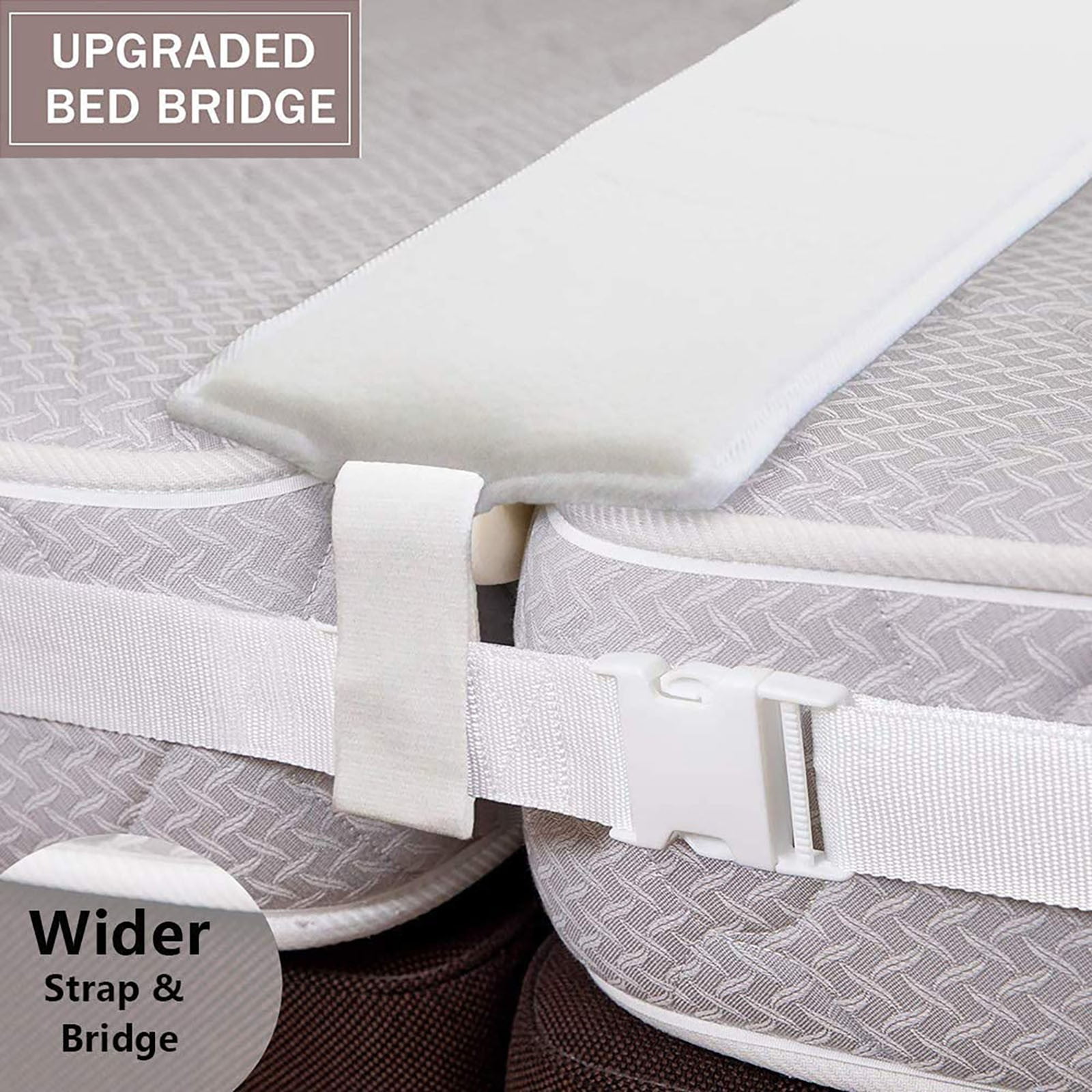 Bamboo Bed Bridge Twin To King Converter Kit - Wide Bed Gap Filler to Make  Twin Beds Into King - Adjustable 2 Inch Wide Mattress Connecting Strap and