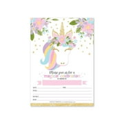 25 Pastel Unicorn Kids Party Invitation