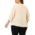 thumbnail image 3 of NOMADIC NOOK Women's Plus Size Work Formal 3/4 Sleeve Solid Chiffon Blouse 1X Beige/Pink Purple, 3 of 7