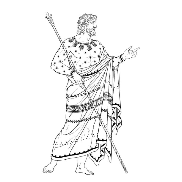ZeusJupiter Ngreek And Roman Supreme Ruler Of The Gods Line Drawing ...