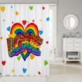 thumbnail image 2 of Manfei Rainbow Love Heart Shower Curtain 72Wx84L, Ink Love is Love Bathroom Shower Curtain, White Orange, 2 of 5