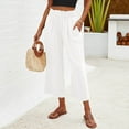 thumbnail image 5 of Eiyaclvo Wide Leg Capris for Women Solid Color Cotton Linen Cropped Sweatpants Straight Leg Pants with Pockets Elastic Waisted Pants, 5 of 5