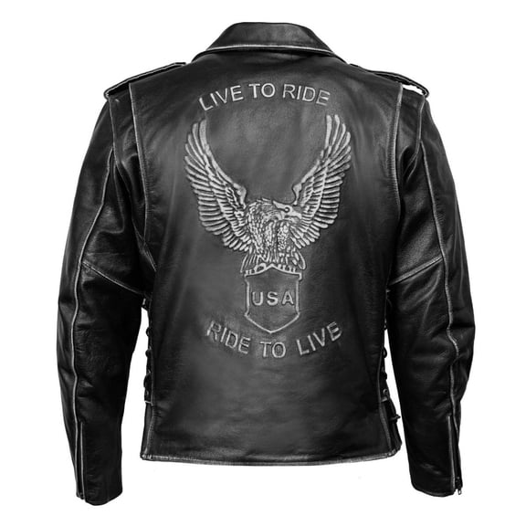 Milwaukee Leather Men's Live to Ride Classic Premium Leather CE Armored Motorcycle Jacket - Side Lace - LKM1706 X-Large