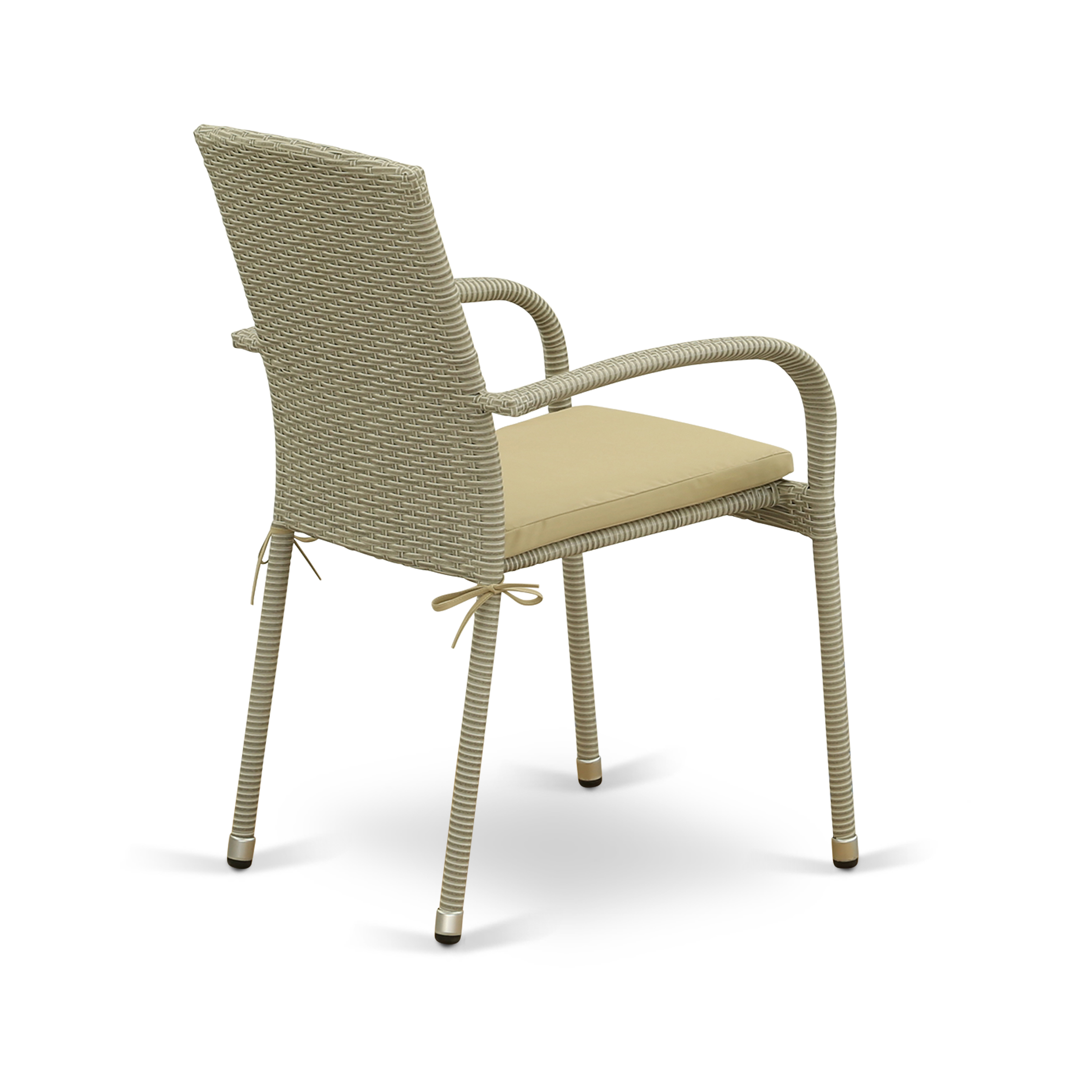East West Furniture Outdoor Dining Chair - Wicker - Set of 2 - with Cushion - Natural and Beige - image 5 of 7