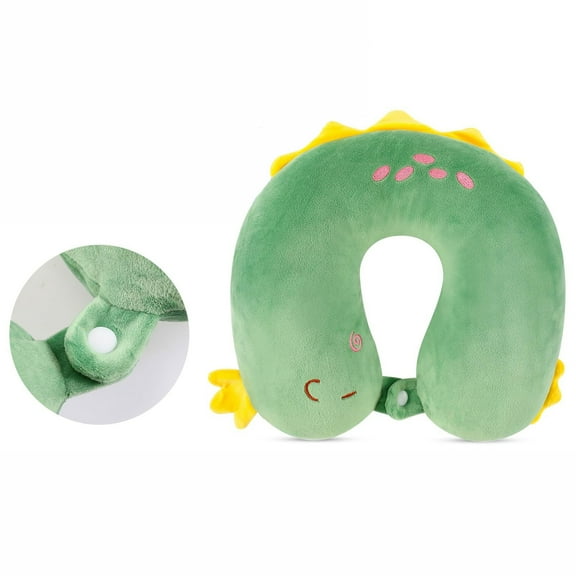 BlinkL U Shaped Neck Pillow for Travel, Soft Neck Head Chin Support Pillow, Airplane Car (Dinosaur)