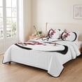 thumbnail image 2 of Quilts Queen Size Bedding Set, Cherry Blossom Lightweight Quilted Comforter, Asian Japanese Red Plum Flower Soft Reversible Bedspread Coverlet with Pillow Covers for All Season, 90" x 96", 2 of 9