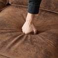 thumbnail image 3 of 40.16 Inch Faux Leather Sofa with Nailhead Trim, Single Rolled Arm Sofa with 22" Deep Seat, Comfy Upholstered 1 Seater Couch with Solid Wood Legs for Living Room, Brown, 3 of 7