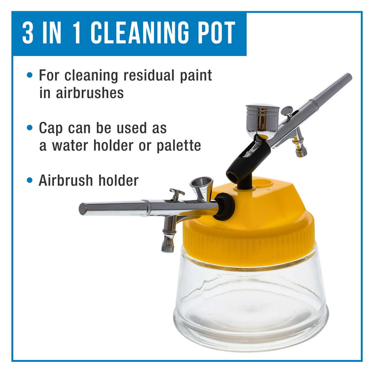 GCP Products Airbrush Cleaning Pot Glass Air Brush Holder Clean Paint Jar  Bottle G3R3