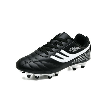

Lacyhop Unisex Sports Breathable Football Sneaker Girls Boys Training Comfort Soccer Cleats Black Long 4Y
