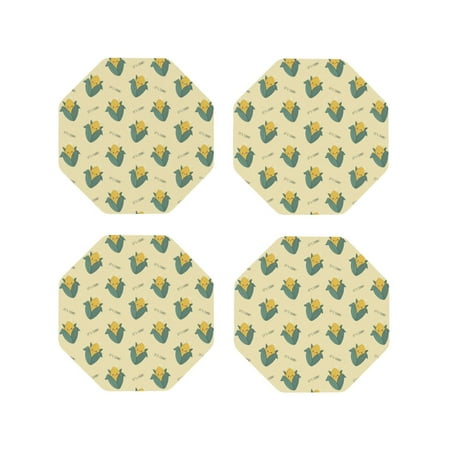 

Leather Coasters with Heat-resistant for Drinks Cute Corn Pine Green Leaves -标题2 Octagon