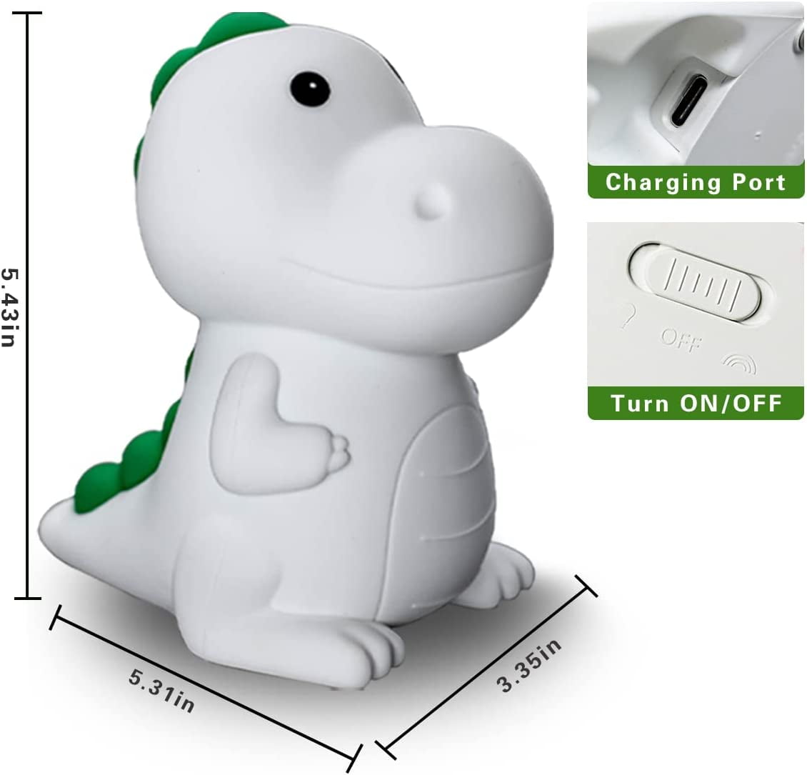 KOMI Dinosaur Night Light, Dimmable LED Nursery Lamp for Kids