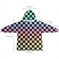 thumbnail image 7 of Gradient Color Checkered Pattern Blanket Hoodies for Kids 6-13YR Oversize Wearable Blanket Hoodies for Boys Girls Teens, 7 of 7
