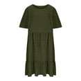 thumbnail image 6 of Tianiyouqing Evening Dresses for Women Petite Oversized Ruffle Tiered Layered Plus Size Elegant T Shirts Dresses Short Sleeve Crew Neck Flowy Midi Dresses Army Green XL, 6 of 7