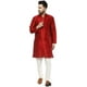 SKAVIJ Hommes Kurta Pyjama Mis Art Soie Indien Robe de Soirée de Mariage Red S – image 1 sur 6