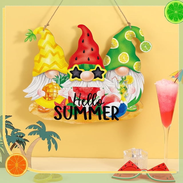Crossing The Border Summer Gnome Gnomes The Door Wooden Hanging Ornaments Wooden Hanging Signs Decorative Yard House Door Wooden Pendants