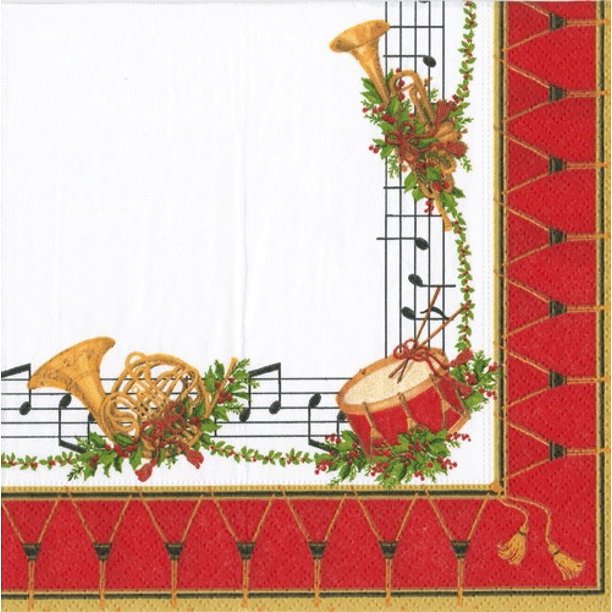 Christmas Paper Cocktail Napkins 20pk Musical Concert