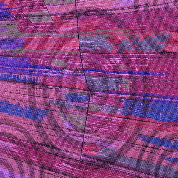 Ahgly Company Indoor Square Patterned Medium Violet Red Pink Area Rugs, 5' Square