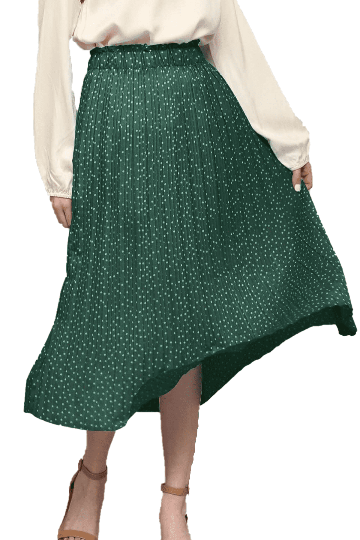 Fantaslook Women's Midi Pleated Skirt, Polka Dot High Waist Fantaslook Women's Midi Pleated Skirt, Polka Dot High Waist