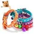 thumbnail image 3 of Flmtop Adjustable Pet Dog Crystal Rhinestone Bell Collar Soft Faux Leather Neck Strap Orange, 3 of 9