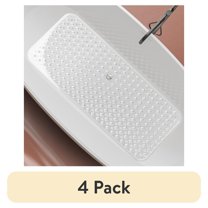 (4 pack) Virtu Non-Slip Mold Resistant Bathtub Mat With Suction Cups and Drain Holes, Heavy Duty Shower Mat, Clear