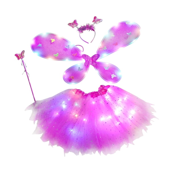 Disfraz de hada de princesa para niños pequeños Yinane disfraz brillantes para niñas Halloween Cosplay conjunto de trajes de cumpleaños Ala de vestuario