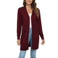 thumbnail image 3 of Uvplove Womens Classic Draped Long Sleeve Open Front Casual Knit Sweater Cardigan,Wine Red,L,S-2XL, 3 of 9