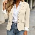 thumbnail image 6 of vdgthytj Blazer for Women Long Sleeve Open Front Button Lightweight Lapel Collar Fall Business Casual Work Jackets(XX-Small,White), 6 of 9