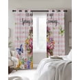 thumbnail image 4 of Spring Groundhog Blackout Curtains for Bedroom Living Room Darkening Curtains 63 Inches Long Watercolor Sunflower Botanical Pink Plaid Window Curtain 2 Panels Set Window Treatment Drapes 42"x63", 4 of 9