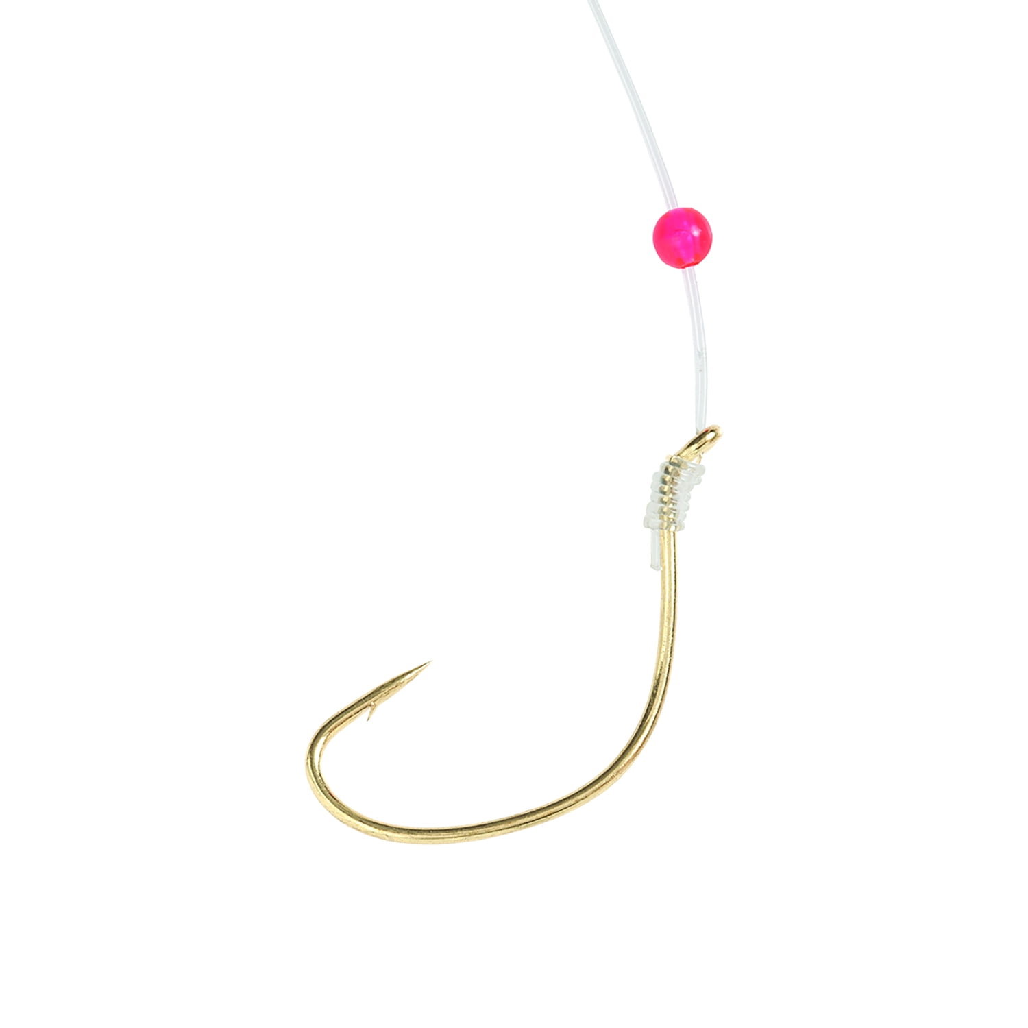 Lazer Sharp 9146H-3/0 Snelled Kahle Fluke Red Bead Hook, Gold, Size 3/0, 5 Pack