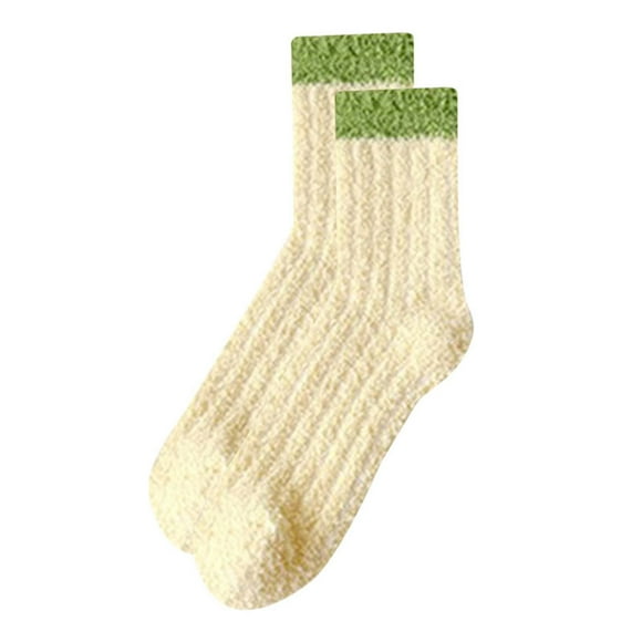 Qulqfy Girl Socks Fuzzy Crew Fall Green Spring Winter Socks Thin Socks Women