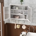thumbnail image 3 of Pusnapku 23" Bathroom Wall Storage Cabient, 3-Tier Modern Medicine Cabinet with Glass Doors, Towel Bar, Wood Display Cabinet for Kitchen, Living Room, 3 of 9