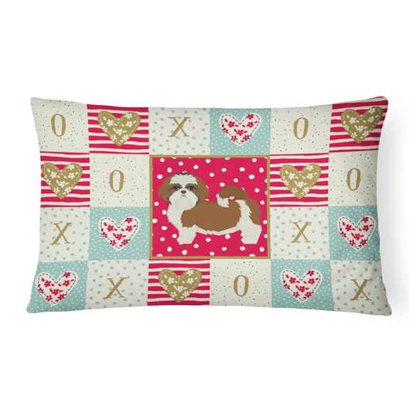 Carolines Treasures CK5953PW1216 Shih Tzu Love Canvas Fabric Decorative Pillow, 12H x16W, multicolor