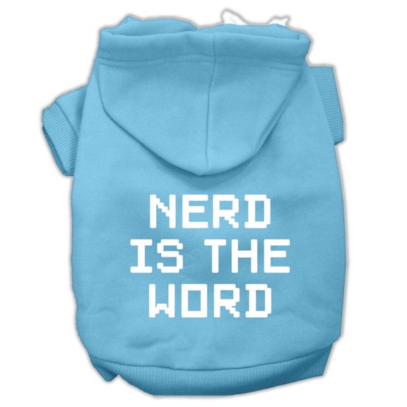 Pet Dog Cat Hoodie Screen Printed, "Nerd Is The Word"