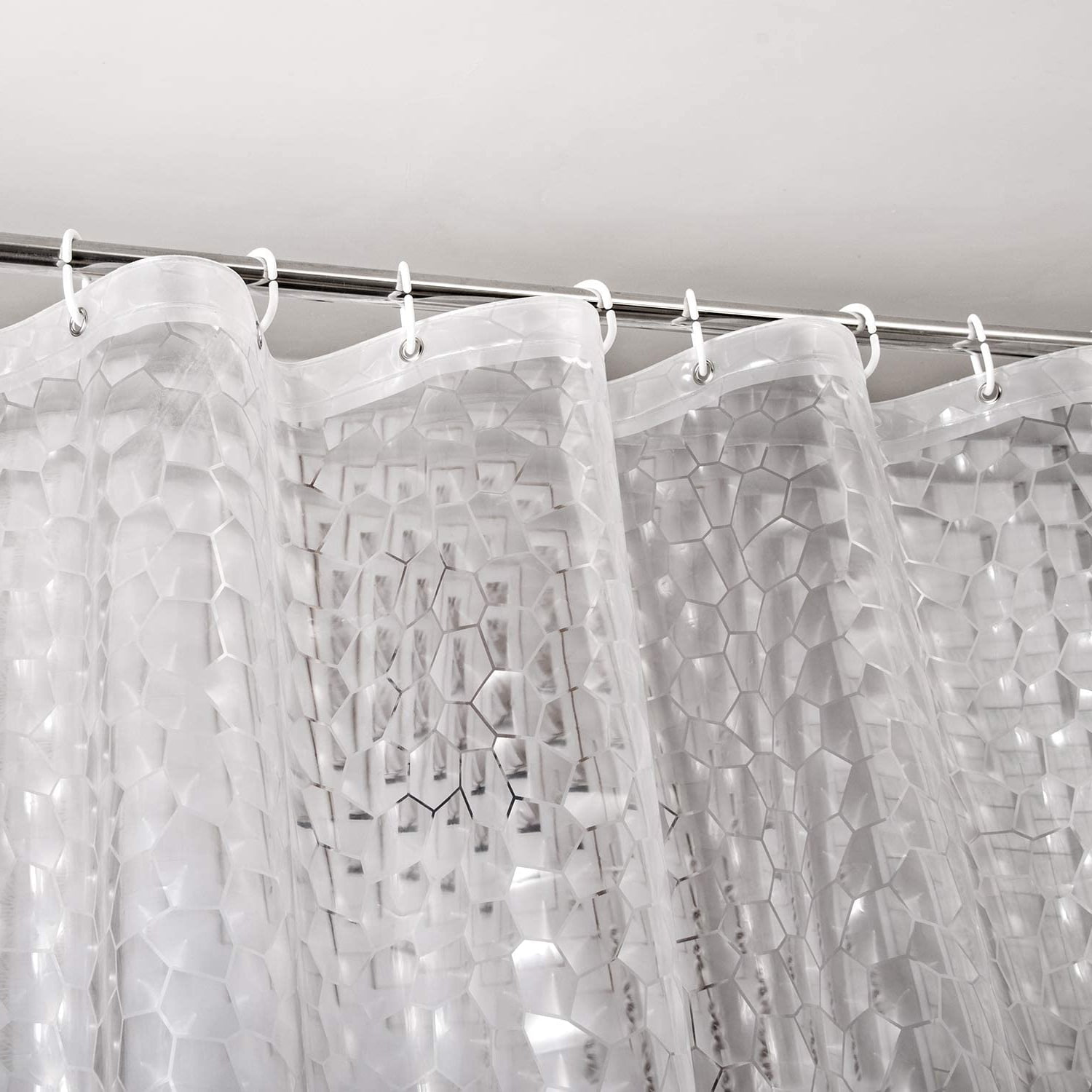 72inch Waterproof 3D Water Cube Pattern Bathroom Shower Curtain Hooks Set 