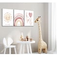 thumbnail image 5 of 3 Pcs Nursery Canvas Wall Art Pink Sun Rainbow Hearts Posters Prints Boho Kids Room Pictures Wall Decor for Toddlers Children Baby Girl Bedroom Home Decoration, 5 of 6