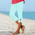 thumbnail image 2 of DENGDENG 2026 Women's Dressy Casual Capri Leggings – Trendy Lightweight Knee Length Summer Crop Pants, Cyan XXL, 2 of 5