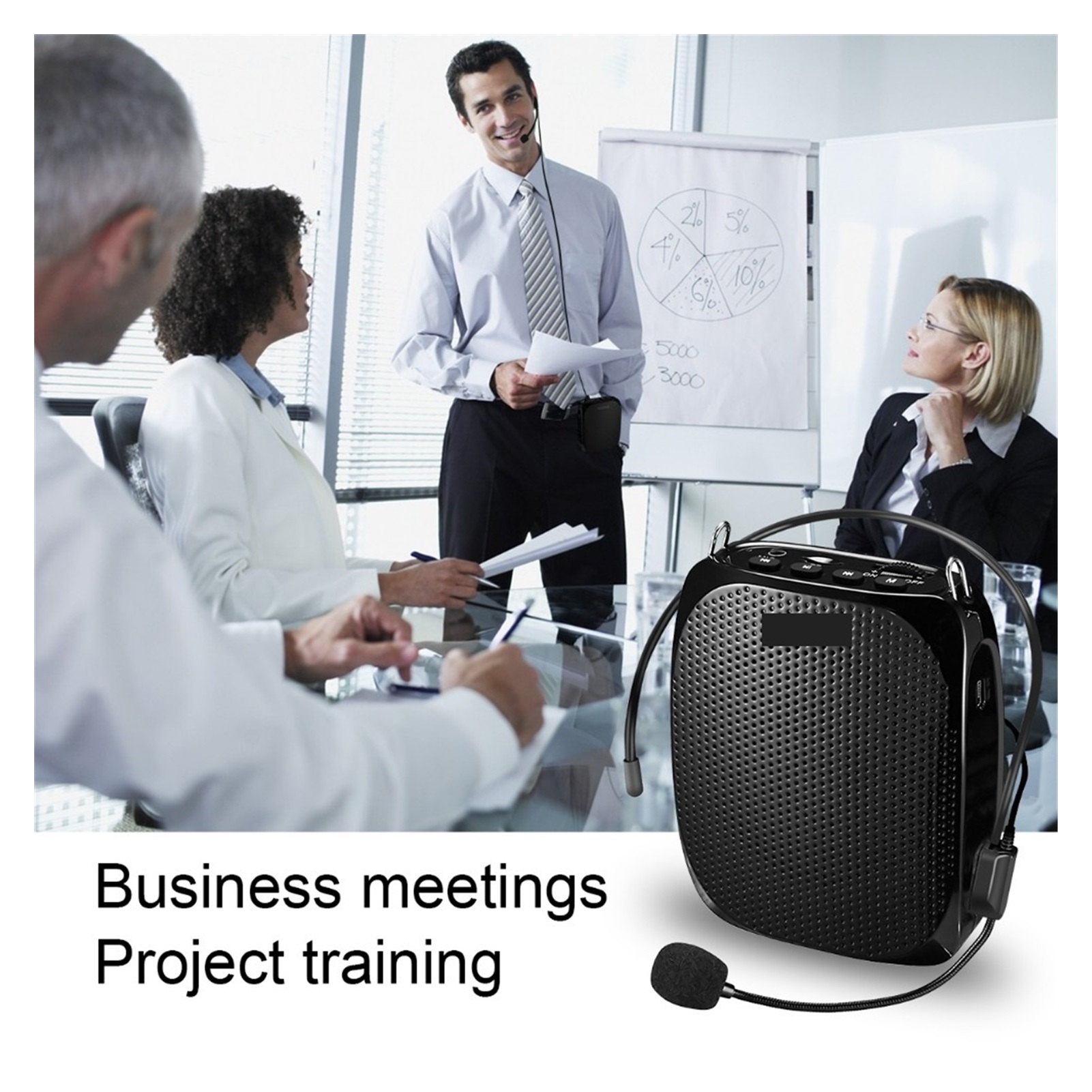 Portable Rechargeable Mini Voice Amplifier Speaker with Wired Microphone for Teachers Supports MP3 Format Audio ,Easy to Operate