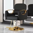 thumbnail image 2 of Silla Sillón Para Barbería Estética Cuero Y Acero Inoxidable - Negro/dorado, 2 of 3