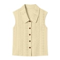 thumbnail image 4 of cocolona Summer Tank Tops for Women Lapel Sleeveless Hollow Out Button Shirts Trendy Casual Solid Color Blouses, 4 of 5
