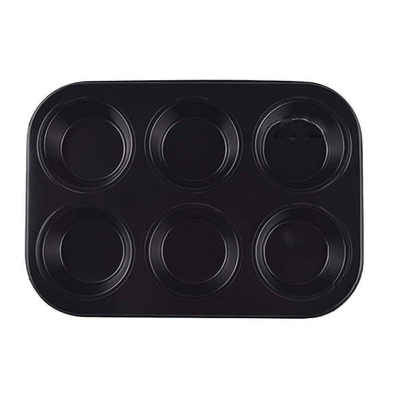 6-Cup Muffin Pan, Non-Stick Bakeware for Large Cupcakes, Heavy-Duty Carbon Steel Pan